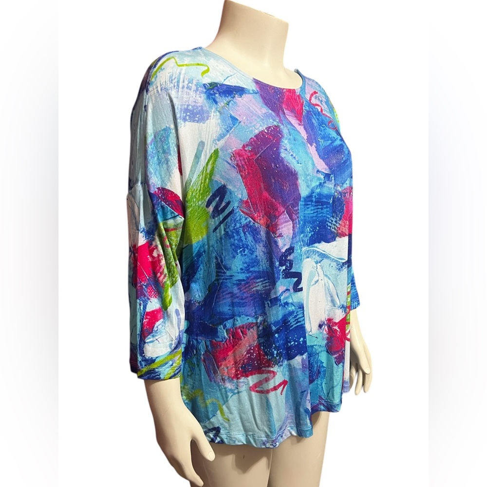 NWT Ali Miles Plus Size 1X Abstract Multi Print Tunic Top - Picture 4 of 10